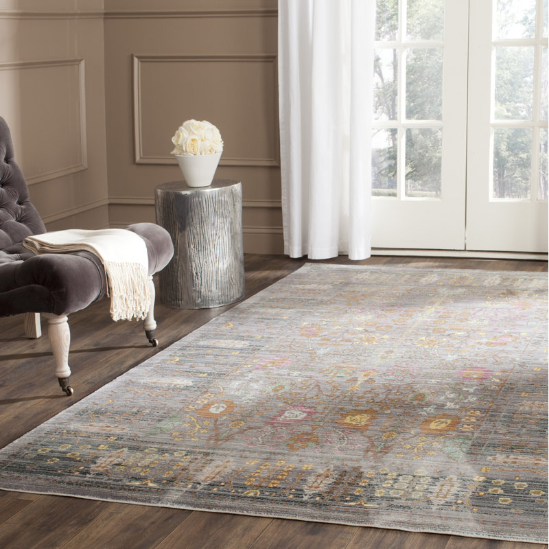 Bungalow Rose Thanh Performance Gray/Orange/Yellow Rug & Reviews Wayfair